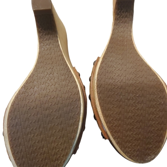 Reg $165 Michael Kors Easton Mule  Stud Brown Suede Wedge Sandals size 9M - Picture 7 of 9